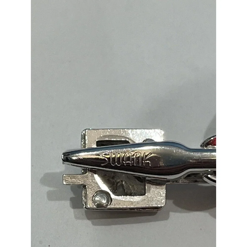Vintage Swank Silver Fish Cuff Links And Matching Tie Clip Bar